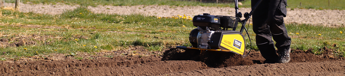 Working the soil with the sturdy and reliable Texas rotavators.